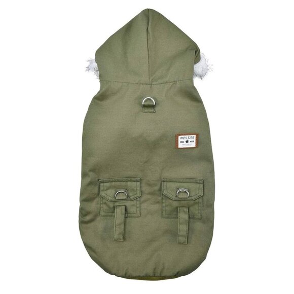 WINDPROOF DOG WINTER COAT HOODED TRENCH COAT DOG JACKET WARM DOG VEST 13-20 LBS - Picture 1 of 4